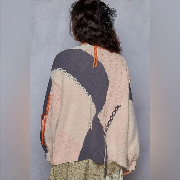 POL NEW Stitch Color Block Knit Cardigan Size L - Picture 6 of 10